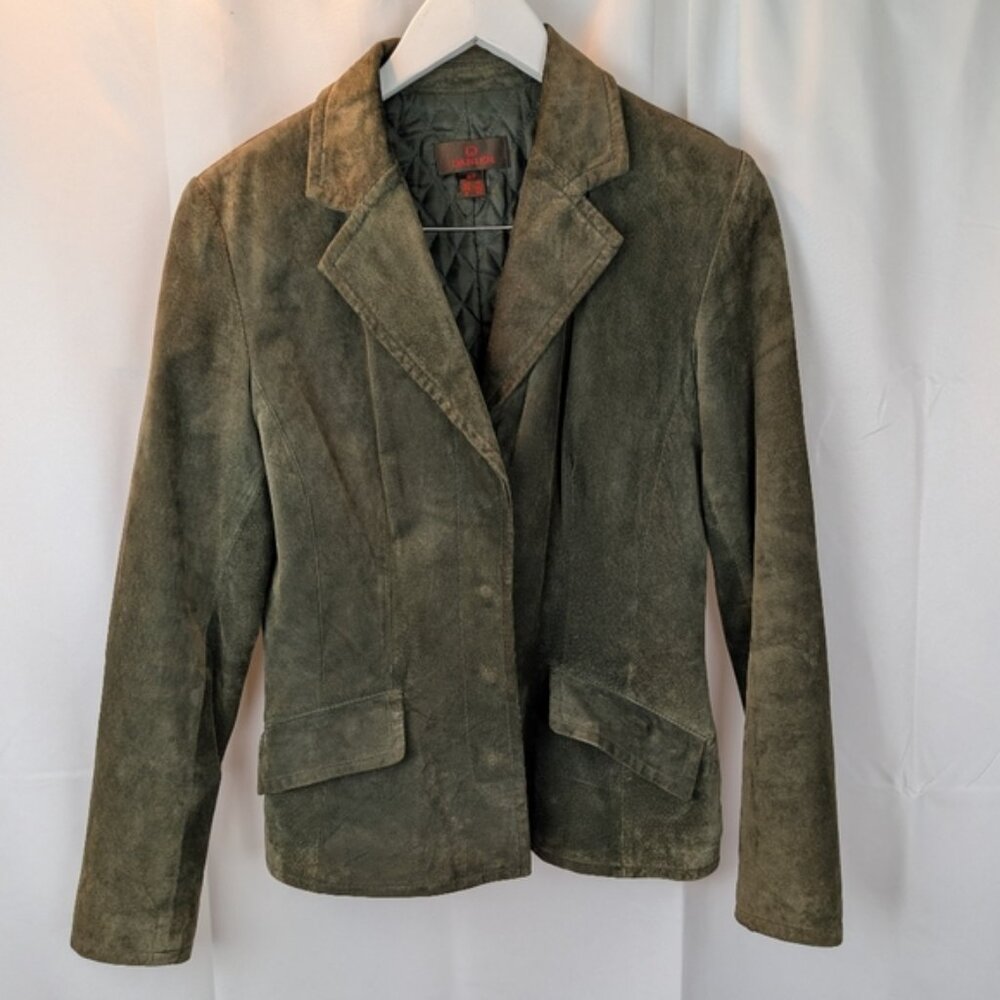 Danier Suede Olive Green Women's Jacket Size S In EUC